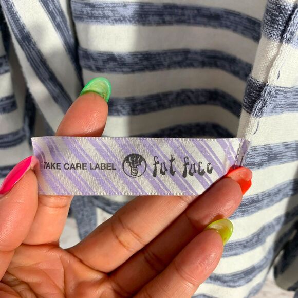 Fat Face Blue White Stripe Sleeveless Drape Vest Cardigan Size Small Layering - Picture 5 of 7